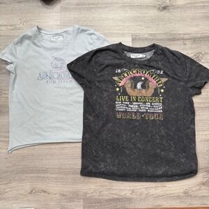 Abercrombie Kids Graphic T Shirts 11/12 Gray & Washed Black Cotton‎ Blend
